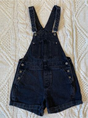 Black denim overalls shorts